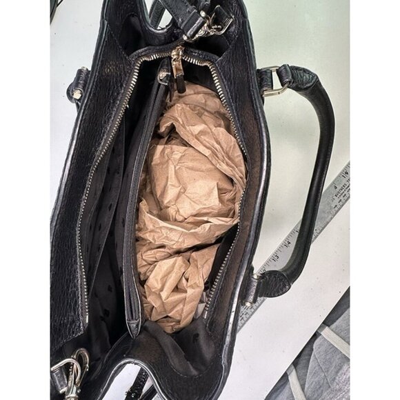 For Repair - Kate Spade Leighton Large Satchel Tote Black Pebbled Leather Purse - Picture 8 of 12